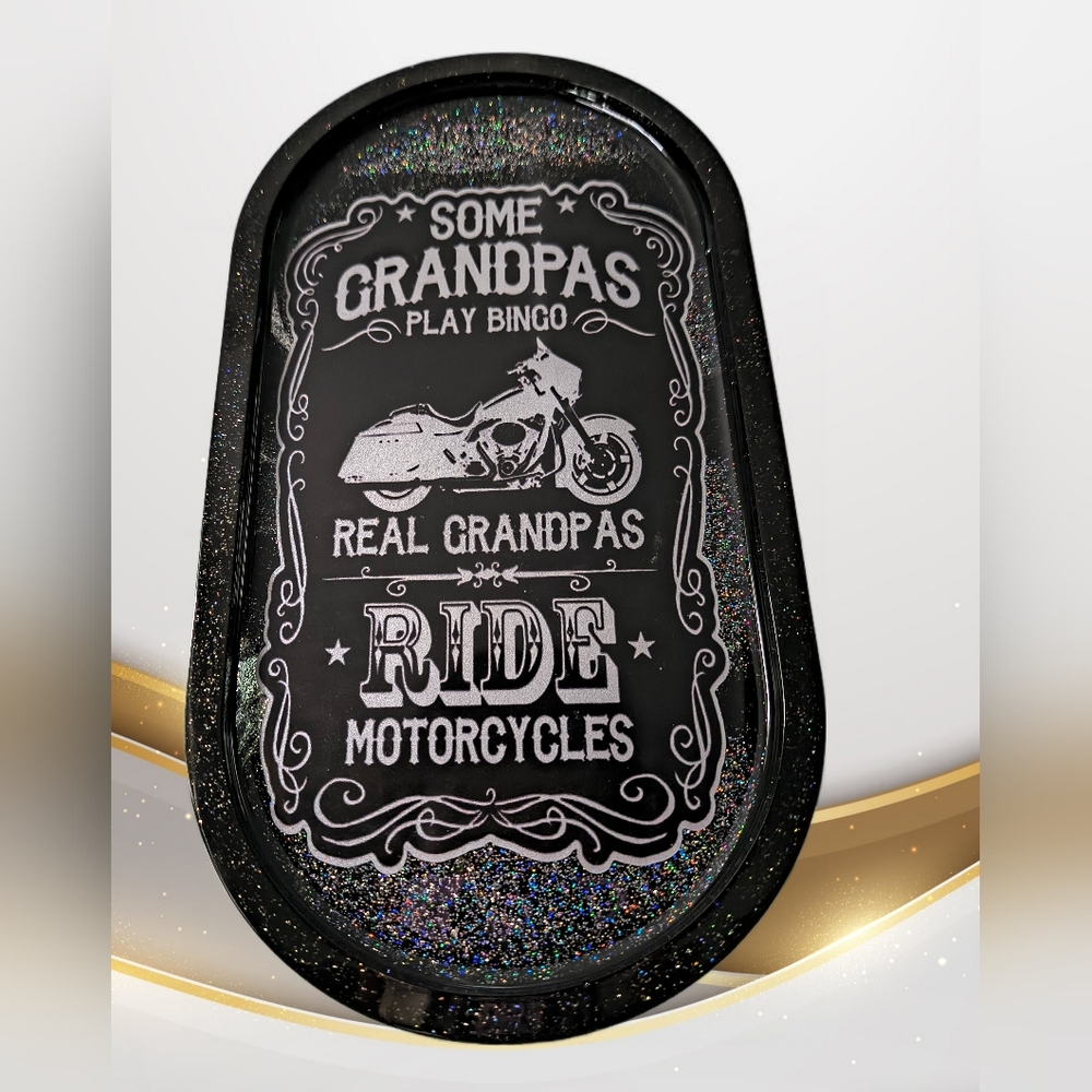 Hand Crafted Resin Motorcycle Grandpa Tray